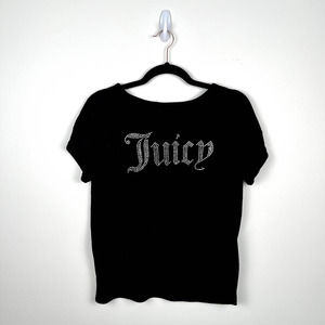 Juicy Couture Black Terry Bling Spell Out Tshirt